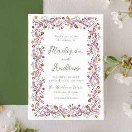 Whimsical Folk Art Floral Wedding Kaart