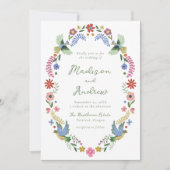 Whimsical Folk Art Floral Wedding Kaart (Voorkant)