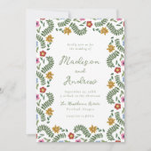 Whimsical Folk Art Floral Wedding Kaart (Voorkant)