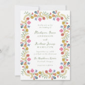 Whimsical Folk Art Floral Wedding Kaart (Voorkant)