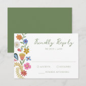 Whimsical Folk Art Floral Wedding RSVP Kaartje (Voorkant / Achterkant)