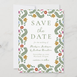 Whimsical Folk Art Floral Wedding Save The Date