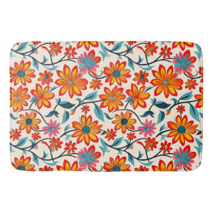 Whimsical Folk Art Flowers Badmat
