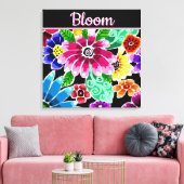 Whimsical Folk-Art Flowers Floral Personalized Canvas Afdruk (Insitu (Woonkamer))