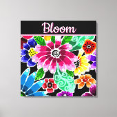 Whimsical Folk-Art Flowers Floral Personalized Canvas Afdruk (Voorkant)