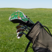 Whimsical Folk Art Flowers op Green Golfheadcover (Insitu)