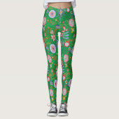 Whimsical Folk Art Flowers op Green Leggings (Voorkant)