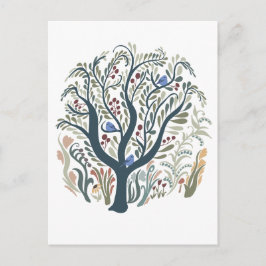 Whimsical Folk Art Forest Earth Tone Briefkaart