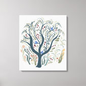 Whimsical Folk Art Forest Earth Tones Canvas Art Afdruk (Voorkant)