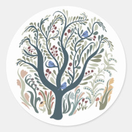 Whimsical Folk Art Forest Earth Toon ronde Sticker