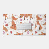 Whimsical Folk Art Fox and Flowers Bureaumat (Keyboard & Muis)