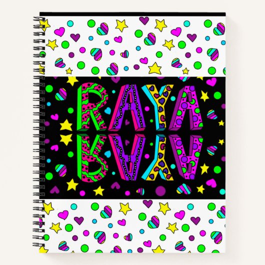 Whimsical Folk Art Girl's Name Raya Notitieboek (Voorkant)