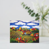 Whimsical Folk Art Herfst Landscape Post Card Briefkaart (Staand voorkant)