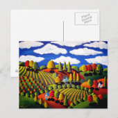 Whimsical Folk Art Herfst Landscape Post Card Briefkaart (Voorkant / Achterkant)