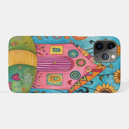 Whimsical Folk Art House Case-Mate iPhone Case (Achterkant (horizontaal))