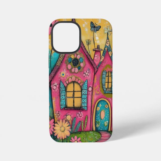 Whimsical Folk Art Houses iPhone Hoesje (Achterkant)