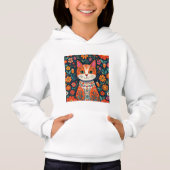 Whimsical Folk Art Kat en Bloemen (Voorkant)