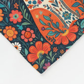 Whimsical Folk Art Kat en Bloemen Fleece Deken (Hoek)