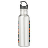 Whimsical Folk Art Kat en Bloemen Waterfles (Achterkant)