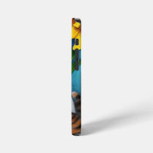 Whimsical Folk Art Kat, Kitten en Bloemen iPhone Hoesje (Linkerkant)