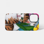 Whimsical Folk Art Kat, Kitten en Bloemen iPhone Hoesje (Achterkant horizontaal)