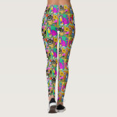Whimsical Folk Art Kleurrijke Katten Leggings (Achterkant)