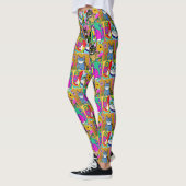 Whimsical Folk Art Kleurrijke Katten Leggings (Links)