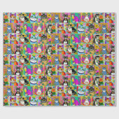 Whimsical Folk Art Stijl Cartoon Katten Cadeaupapier (Vlak)