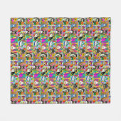 Whimsical Folk Art Stijl Cartoon Katten Fleece Deken (Voorkant (Horizontaal))