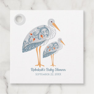Whimsical Folk Art Stork BABY SHOWER Bedankjes Labels