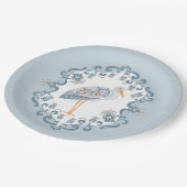 Whimsical Folk Art Stork | BABY SHOWER Papieren Bordje (Gekanteld)