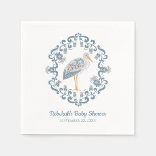 Whimsical Folk Art Stork   BABY SHOWER Servet