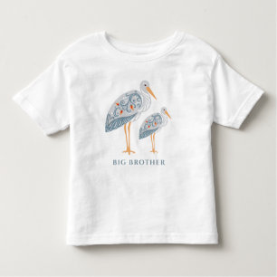 Whimsical Folk Art Stork   Big Brother Kinder Shirts