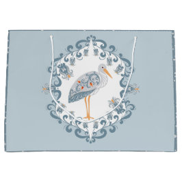 Whimsical Folk Art Stork | Groot Baby shower Cadeauzakje