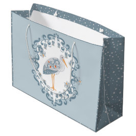 Whimsical Folk Art Stork | Groot Baby shower Cadeauzakje