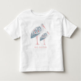 Whimsical Folk Art Stork | Grote zus Kinder Shirts