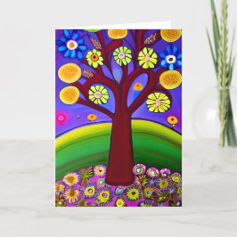 Whimsical Folk Art Style Tree | Aan jou denken Kaart