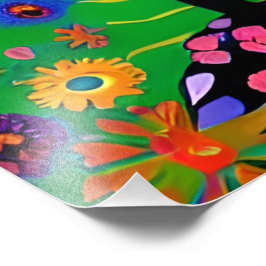 Whimsical Folk Art Style Tree Foto Afdruk (Hoek)