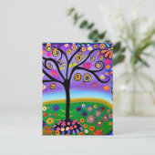 Whimsical Folk Art Style Tree | Gezegde Hi Briefkaart (Staand voorkant)