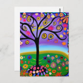 Whimsical Folk Art Style Tree | Gezegde Hi Briefkaart (Voorkant / Achterkant)