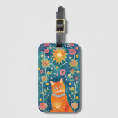 Whimsical Folk Art Tabby Bagagelabel (Voorkant (verticaal))