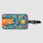 Whimsical Folk Art Tabby Bagagelabel (Voorkant (horizontaal))