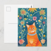 Whimsical Folk Art Tabby Briefkaart (Voorkant / Achterkant)