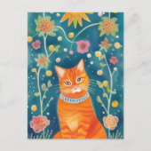 Whimsical Folk Art Tabby Briefkaart (Voorkant)