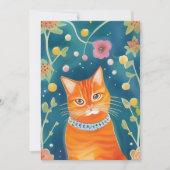 Whimsical Folk Art Tabby Cat Flat Kaart (Voorkant)