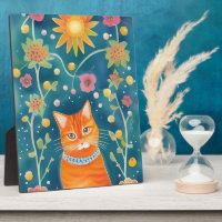 Whimsical Folk Art Tabby Cat Tafelblad
