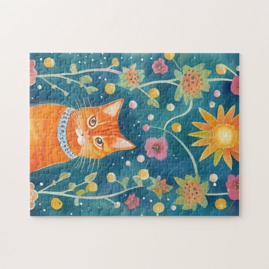 Whimsical Folk Art Tabby Legpuzzel (Horizontaal)