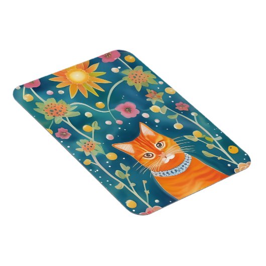 Whimsical Folk Art Tabby Magneet (Rechterzijde)