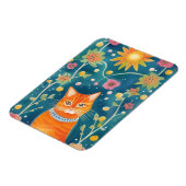 Whimsical Folk Art Tabby Magneet (Linkerzijde)