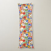 Whimsical Folk Art Waterverf Bloemen en Katten Lichaamskussen (Achterkant (Verticaal))